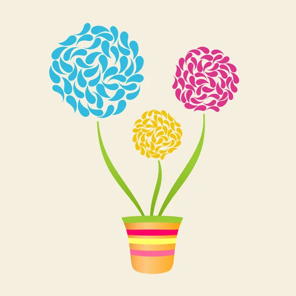 抽象的な花鍋に、植木鉢の背景 — ストックベクタ