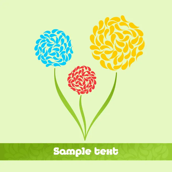 Fleurs abstraites fond vert — Image vectorielle