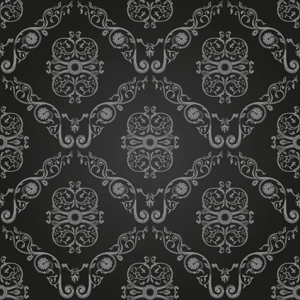 Fond d'écran vintage noir sans couture. Contexte de l'ornement — Image vectorielle