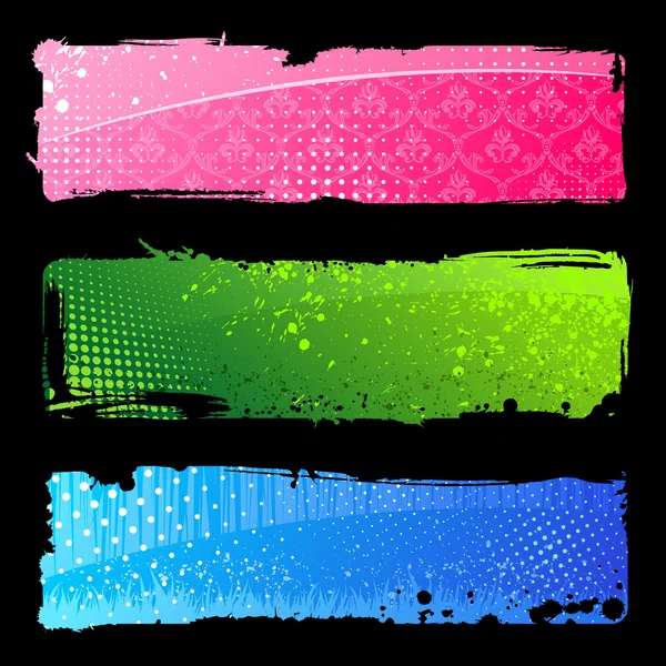 Grunge kleur hand banners instellen borstel abstracte achtergronden — Stockvector