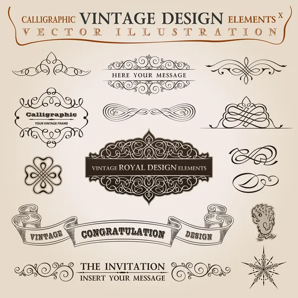Calligraphic elements vintage Congratulation ribbon — Wektor stockowy