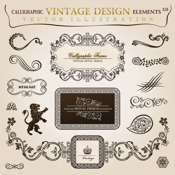 Kalligrafische elementen vintage heraldische. Vector frame decor — Stockvector