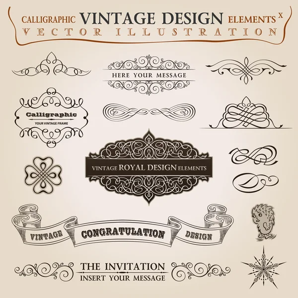 Calligraphic elements vintage Congratulation ribbon Royalty Free Stock Vectors