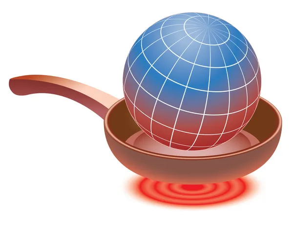 A vörösen izzó serpenyőben Globe — Stock Vector