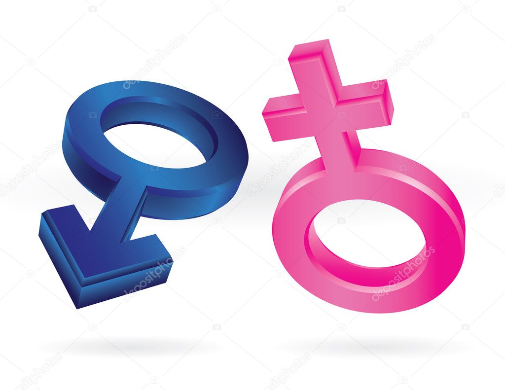 Male and female symbols isolated on white