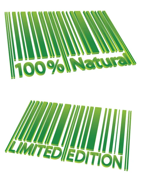 Edición especial y códigos de barras 100% naturales — Archivo Imágenes Vectoriales