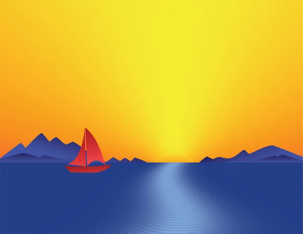 Coucher de soleil Mountain Bay — Image vectorielle
