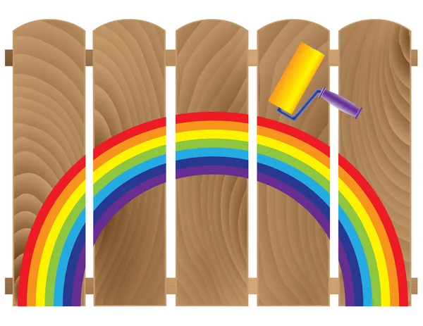 Mit Regenbogen bemalte Zauntafeln — Stockvektor