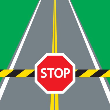 yol engeli ve trafik işareti durdur