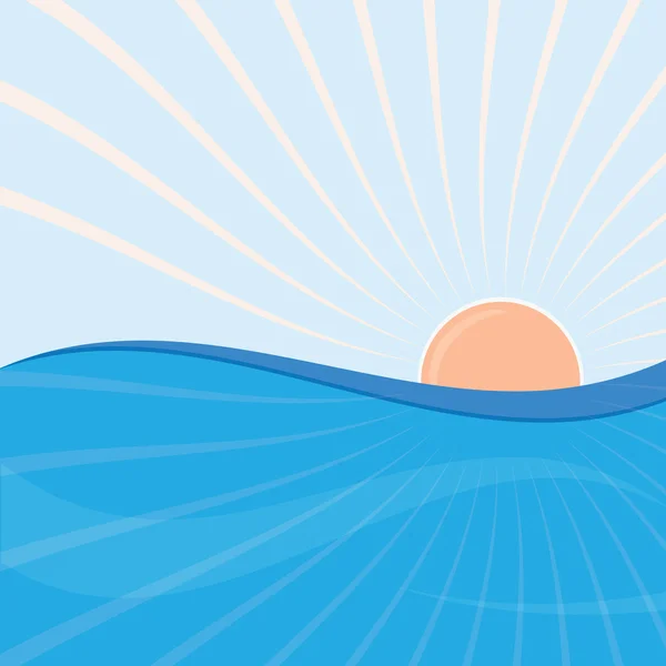 Сонце і морські хвилі — стоковий вектор