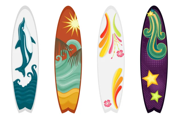 Conjunto de pranchas de surf de quatro — Vetor de Stock