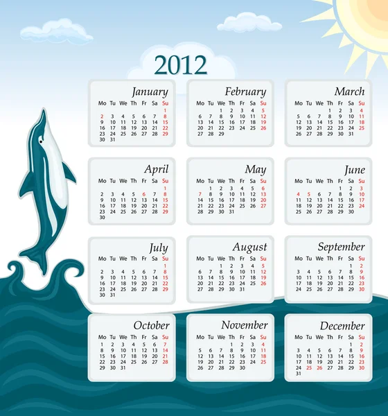 カレンダー 2012 - イギリス版 — ストックベクタ