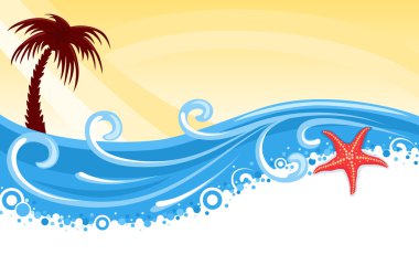 Tropical beach banner clipart