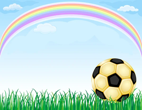 Gold soccer ball and rainbow — Stock Vector