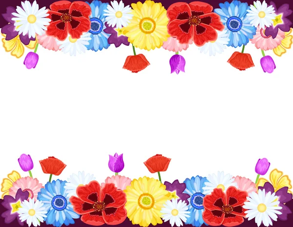 Gyönyörű virágok szegélyek — Stock Vector