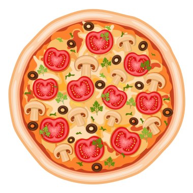 Pizza with tomatoes clipart