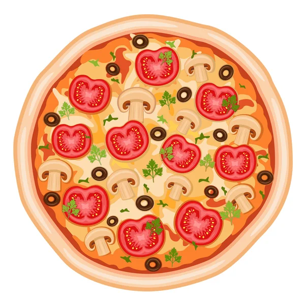 Pizza mit Tomaten — Stockvektor