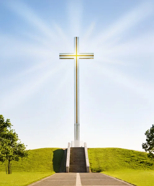 Cross Hıristiyan parlayan — Stok fotoğraf