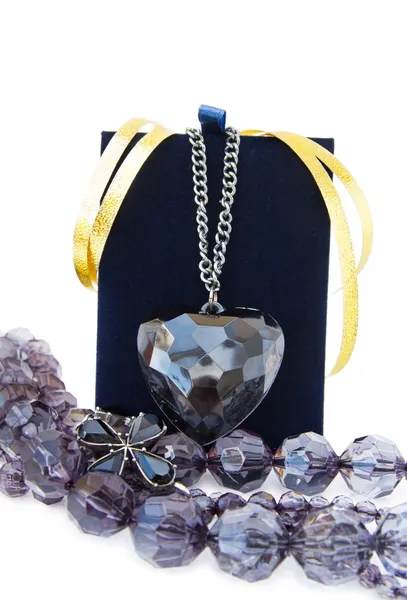 Black heart crystal pendant — Stock Photo, Image