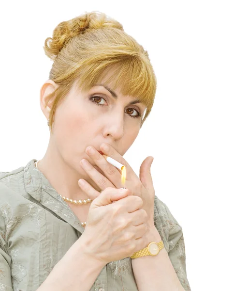 stock image Addiction - woman smoking