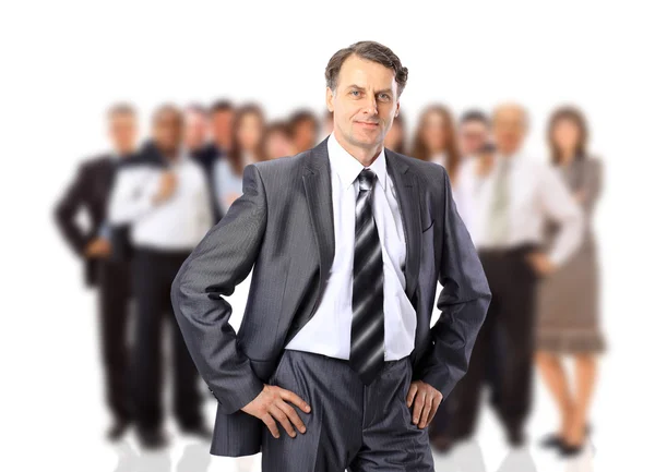 비즈니스 남자와 그의 팀 흰색 배경 위에 절연 — 스톡 사진