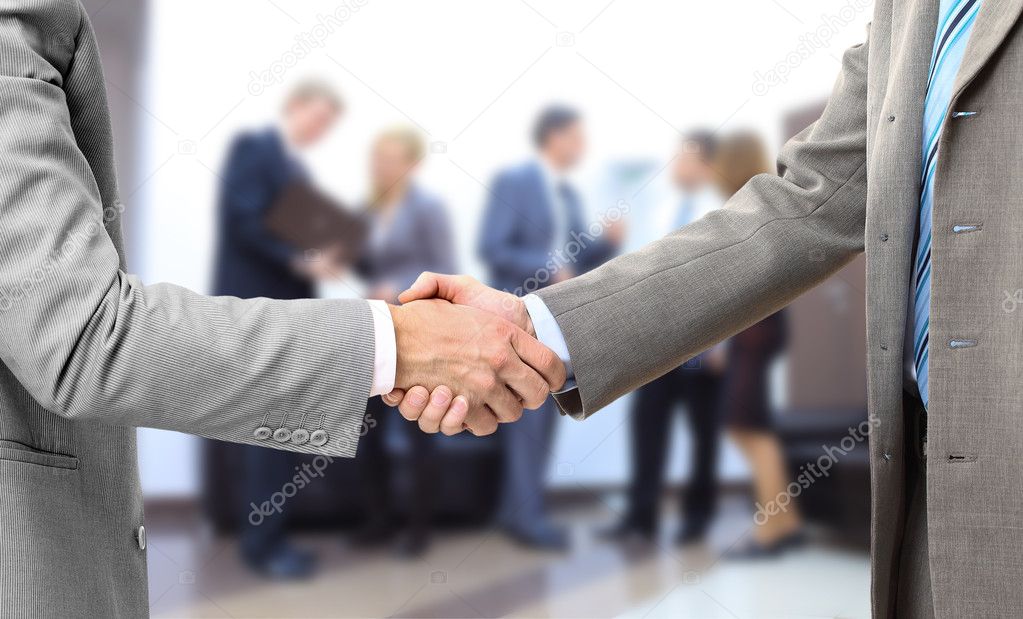 Handshake isolated in office