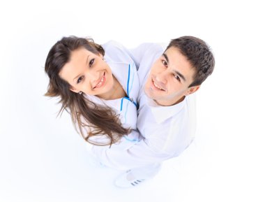 Man and woman iosolated over white background clipart