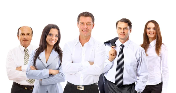 비즈니스 남자와 그의 팀 흰색 배경 위에 절연 — 스톡 사진