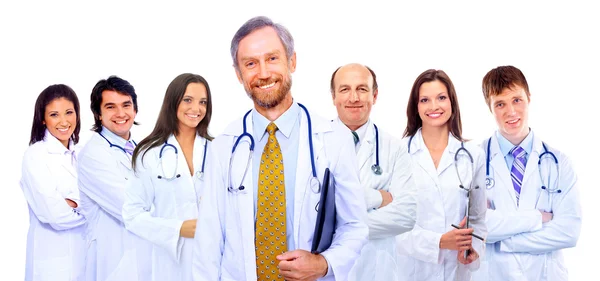 Portrait of group of smiling hospital colleagues standing together — Stock Photo, Image