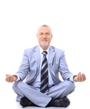 izole üzerinde beyaz meditasyon rahat iş adamı