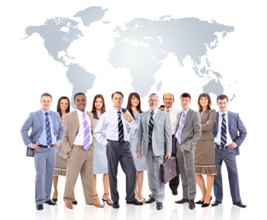 Business team with world map clipart