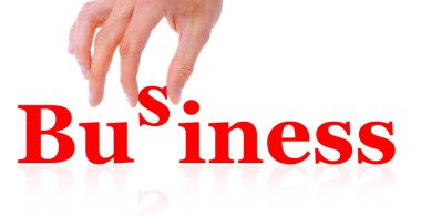 Beyaz arka plan üzerinde izole el ve kelime iş