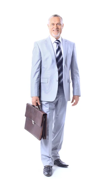 スタイリッシュなビジネスマンのフルレングスの肖像画。白い背景で隔離 — ストック写真