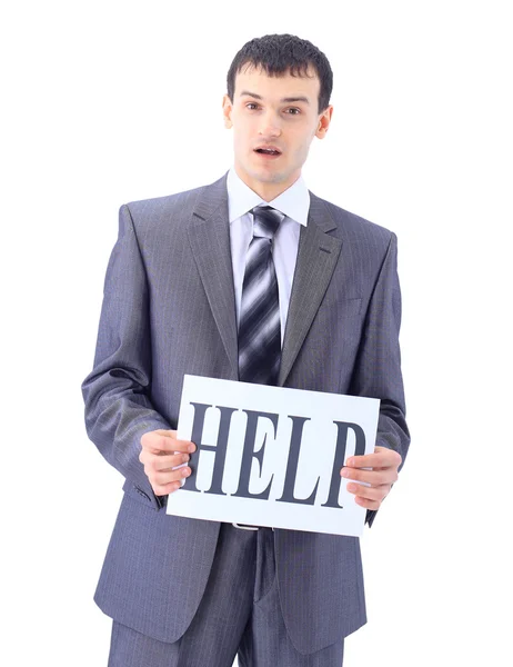 The shouting young businessman isolated on a white background — Stock Photo, Image