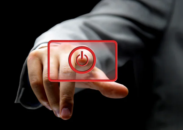 The hand on the flow of button — Stock Photo, Image