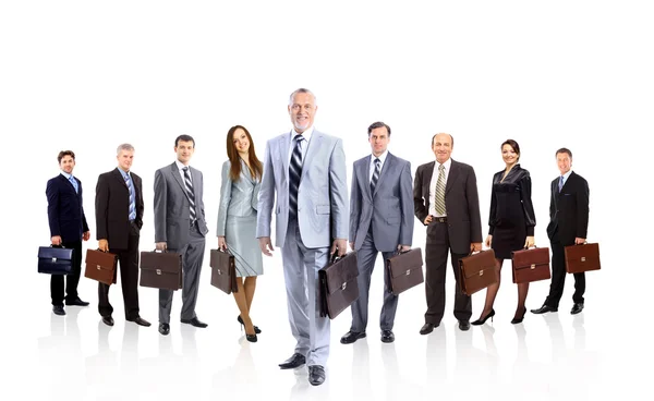 Eine Gruppe von Geschäftsleuten, ihr Anführer ist an der Front — Stockfoto