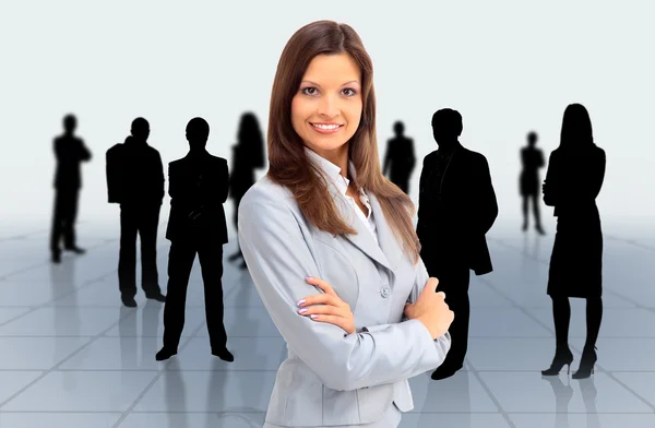 Portret van succesvolle zakenvrouw en zakelijke team — Stockfoto