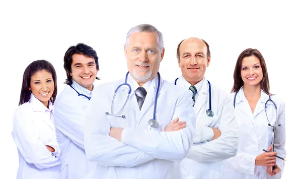 Portrait of group of smiling hospital colleagues standing together Royalty Free Stock Photos