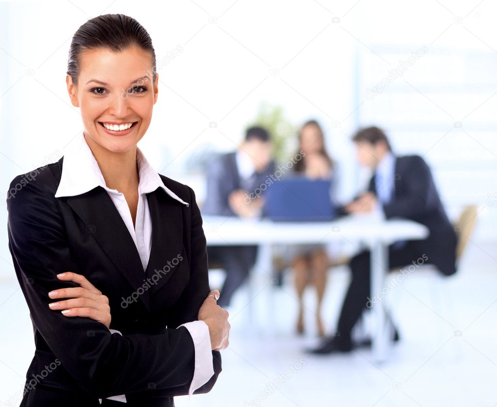 Business woman. Isolated over white background