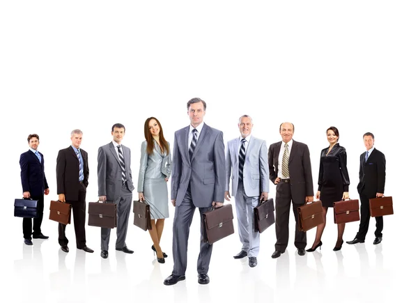 Eine Gruppe von Geschäftsleuten, ihr Anführer ist an der Front — Stockfoto