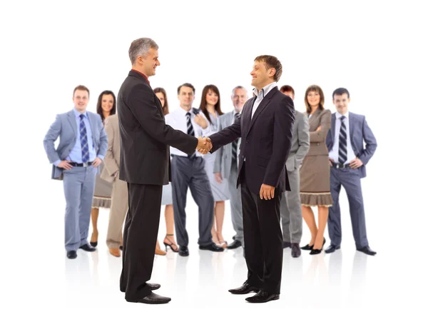 Handshake isolated on business background — Stock Photo, Image
