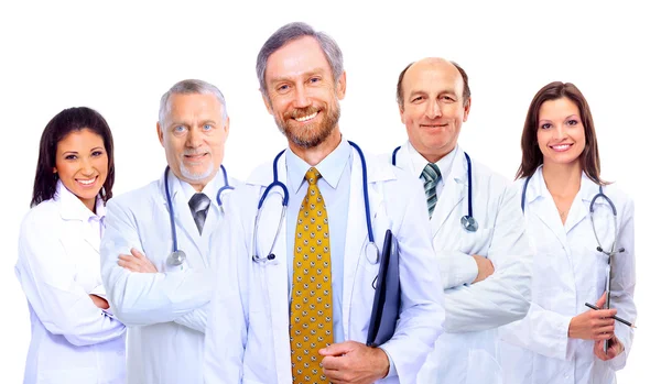 Portrait of group of smiling hospital colleagues standing together Stock Photo