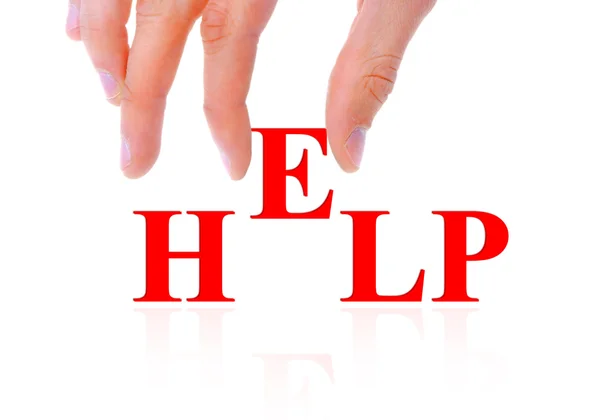 Hand and word help — Stock Photo, Image