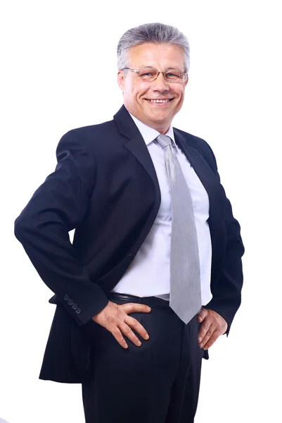 Portrait of happy smiling businessman, isolated on white — Stock Photo, Image