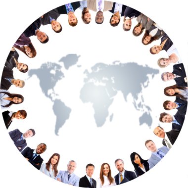 Business team with world map clipart