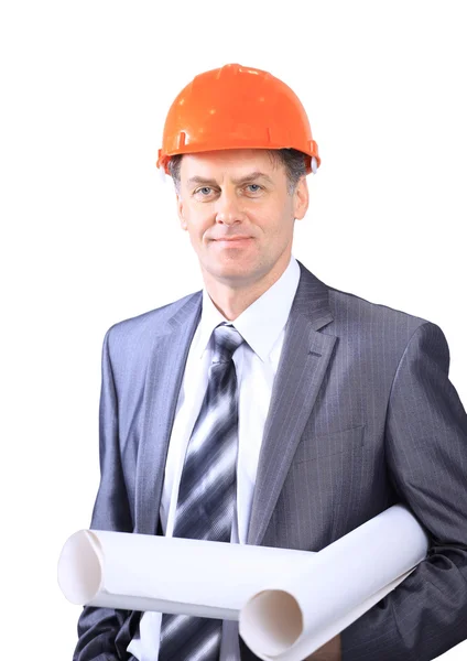 Business architect at construction site — Stock Photo, Image
