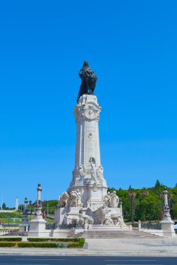 ünlü marques pombal heykeli ve kare Lizbon, Portekiz