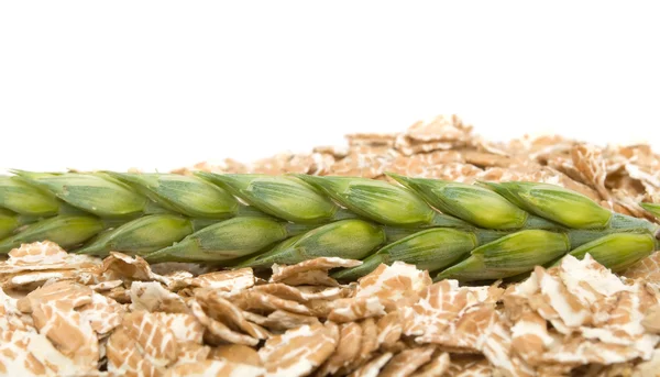 小麦フレーク、小麦の耳 — ストック写真