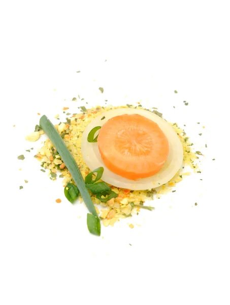 Zupa przyprawy świeże cebula i marchewka — Zdjęcie stockowe