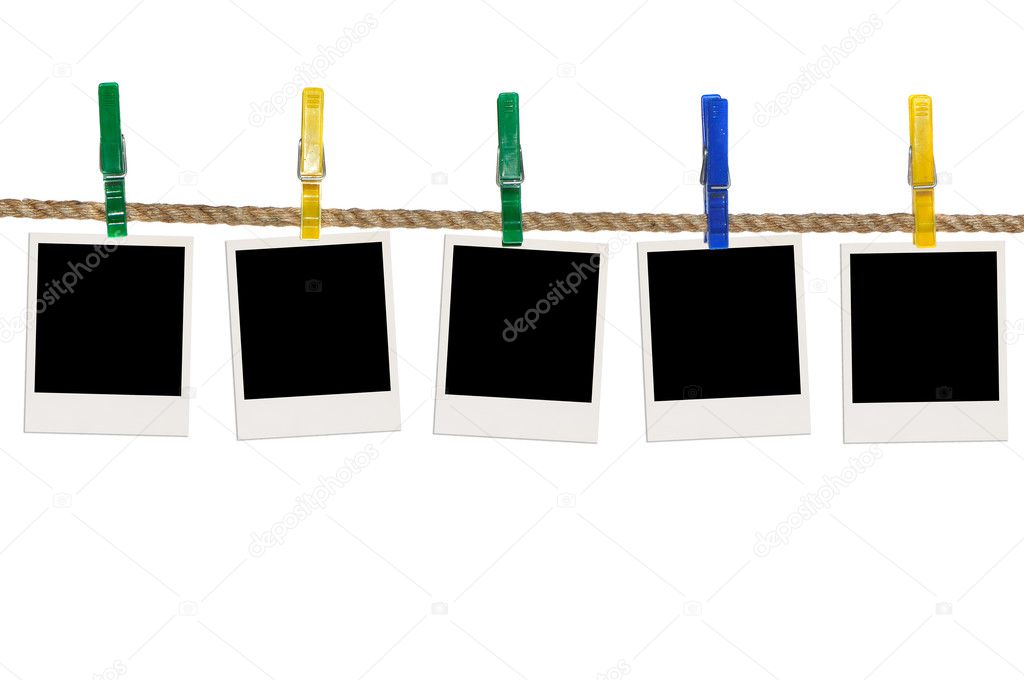 Five Blank Photos on Rope